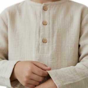 Erkek Çocuk Yakası Düğmeli Müslin Gömlek