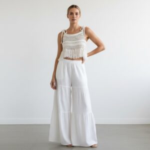 Kadın Pileli Müslin Pantolon