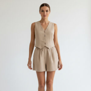 Kadın Müslin Yelek & Şort Takımı