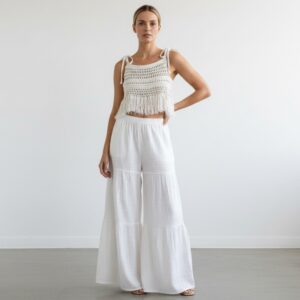 Kadın Püsküllü Dantel Örgü Bluz