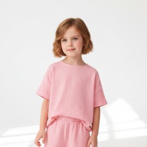 Kız - Erkek Çocuk Yarım Kollu Müslin Tişört