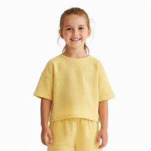 Kız - Erkek Çocuk Yarım Kollu Müslin Tişört