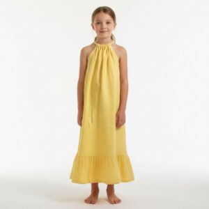 Kız Çocuk Ayarlanabilir Askılı Müslin Elbise
