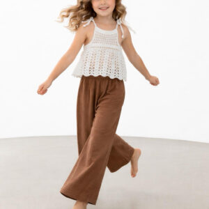 Kız Çocuk Dantel Örgü Bluz & Palazzo Pantolon Takımı