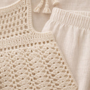 Kız Çocuk Dantel Örgü Bluz & Palazzo Pantolon Takımı