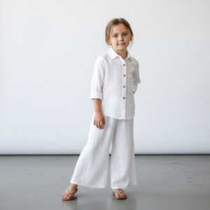 Kız Çocuk Salaş Müslin Gömlek & Palazzo Pantolon Takımı
