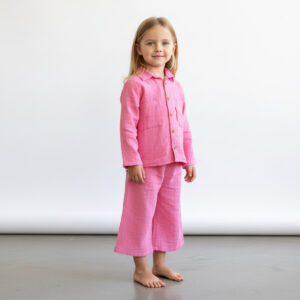 Kız Çocuk Salaş Müslin Gömlek & Palazzo Pantolon Takımı