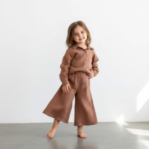 Kız Çocuk Salaş Müslin Gömlek & Palazzo Pantolon Takımı