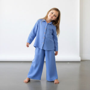 Kız Çocuk Salaş Müslin Gömlek & Palazzo Pantolon Takımı