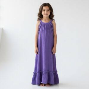 Kız Çocuk Pileli Müslin Elbise