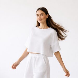 Kadın Yarım Kollu Müslin Tişört