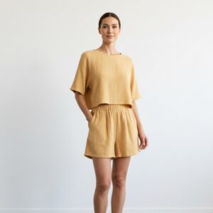 Kadın Yarım Kollu Müslin Tişört