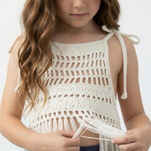 Kız Çocuk Püsküllü Dantel Örgü Bluz