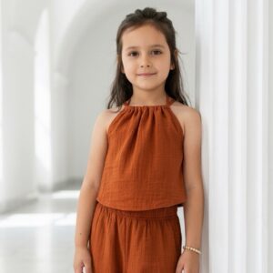 Kız Çocuk İp Askılı Müslin Bluz