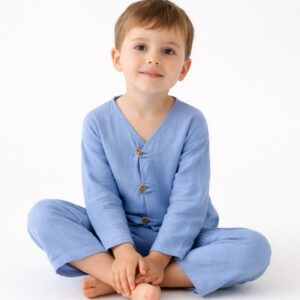 Erkek Çocuk İri Düğmeli Müslin Gömlek