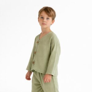 Erkek Çocuk İri Düğmeli Müslin Gömlek