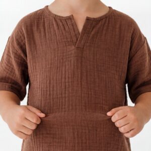 Erkek Çocuk V Yaka Müslin Tişört