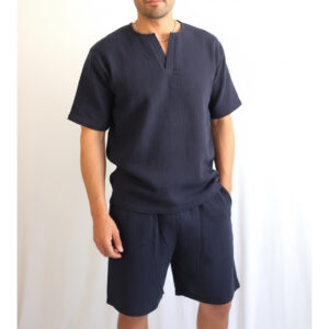 Erkek V Yaka Müslin Tişört & Şort Takımı