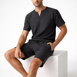 Erkek V Yaka Müslin Tişört & Şort Takımı
