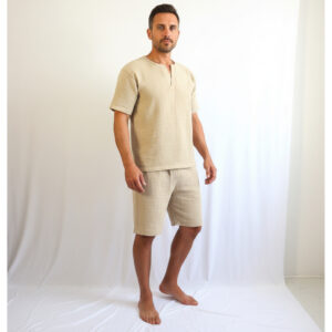 Erkek V Yaka Müslin Tişört & Şort Takımı