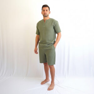 Erkek V Yaka Müslin Tişört & Şort Takımı