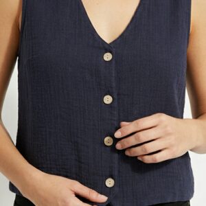 Kadın Sıfır Kollu Müslin Gömlek