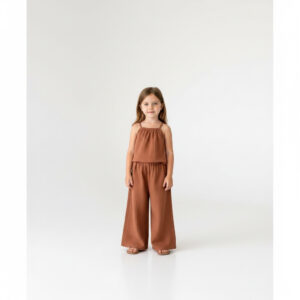 Kız Çocuk İp Askılı Crop & Müslin Palazzo Pantolon Takımı