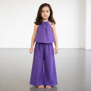 Kız Çocuk İp Askılı Crop & Müslin Palazzo Pantolon Takımı