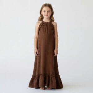 Kız Çocuk Pileli Müslin Elbise