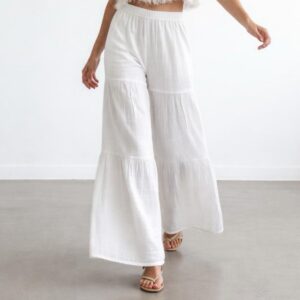 Kadın Pileli Müslin Pantolon