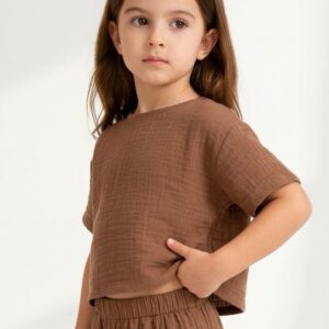 Kız - Erkek Çocuk Yarım Kollu Müslin Tişört