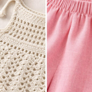 Kız Çocuk Dantel Örgü Bluz & Palazzo Pantolon Takımı