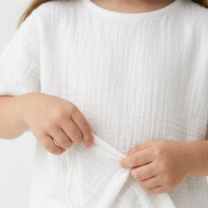 Kız Çocuk Yarım Kollu Müslin Tişört & Şort Takımı