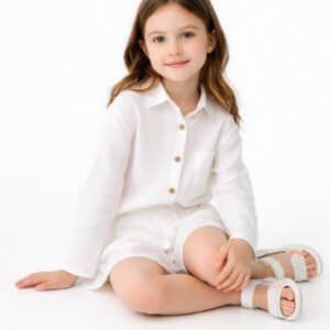 Kız Çocuk Salaş Müslin Gömlek & Şort Takımı