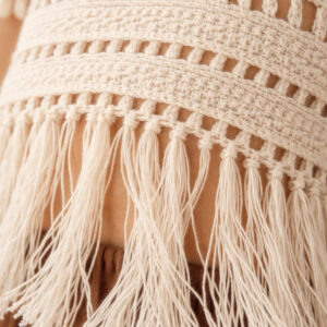 Kız Çocuk Püsküllü Dantel Örgü Bluz & Müslin Palazzo Pantolon Takımı