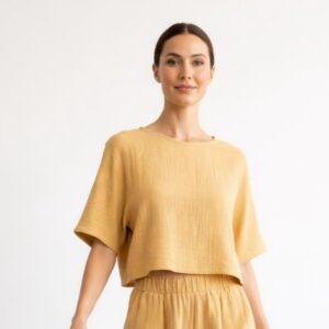 Kadın Yarım Kollu Müslin Tişört