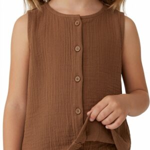 Kız Çocuk Sıfır Kollu Müslin Gömlek