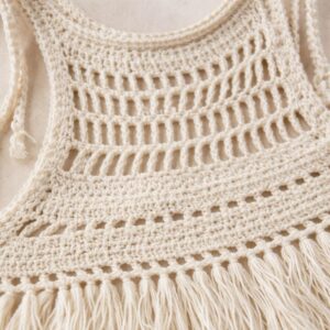 Kız Çocuk Püsküllü Dantel Örgü Bluz