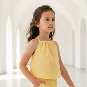 Kız Çocuk İp Askılı Müslin Bluz