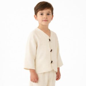 Erkek Çocuk İri Düğmeli Müslin Gömlek