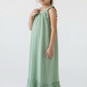 Kız Çocuk Pileli Müslin Elbise