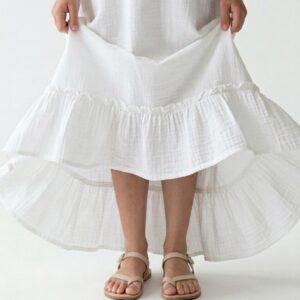 Kız Çocuk Pileli Müslin Elbise