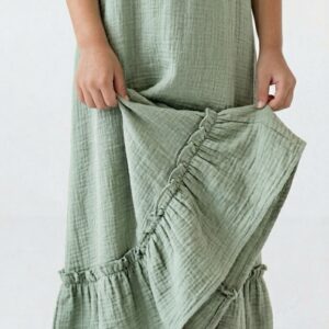 Kız Çocuk Pileli Müslin Elbise