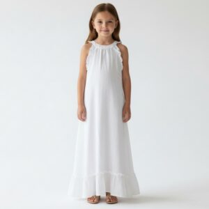 Kız Çocuk Pileli Müslin Elbise