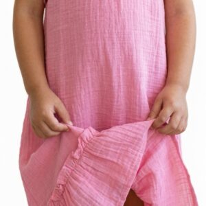 Kız Çocuk Pileli Müslin Elbise