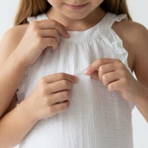 Kız Çocuk Pileli Müslin Elbise