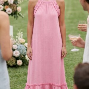 Müslin Pileli Yazlık Kadın Elbise