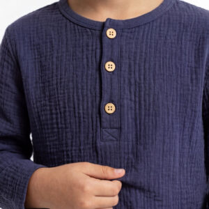 Erkek Çocuk Yakası Düğmeli Müslin Gömlek Pantolon Takımı