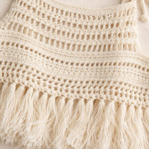 Kadın Püsküllü Dantel Örgü Bluz & Pileli Müslin Pantolon Takımı