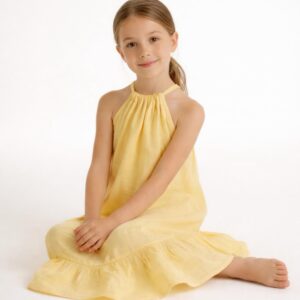 Kız Çocuk Ayarlanabilir Askılı Müslin Elbise